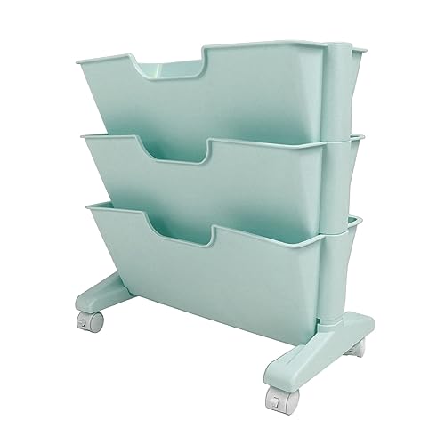 aqxreight 3-Tier-Rolling-Bücherregal mit Verriegelungsrädern Modernes, Abgeschrägt (Blau (Silikon)) von aqxreight