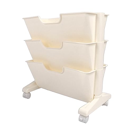 aqxreight 3-Tier-Rolling-Bücherregal mit Verriegelungsrädern Modernes, Abgeschrägt (White) von aqxreight