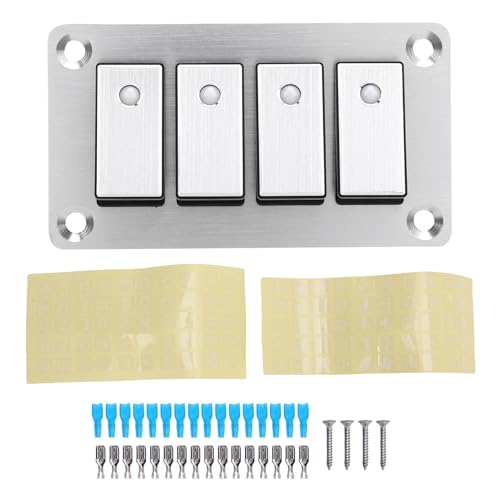 aqxreight 4 Gang Aluminium Rocker Switch Panel Blue Backlight Universal Mini ON Off Boat Toggle Switch Panel für RV Truck SUV aqxreight 4 Gang Aluminium Rocker Switch Panel Blue Backlight Universal Mini ON Off Boat Toggle Switch Panel für RV Truck SUV von aqxreight