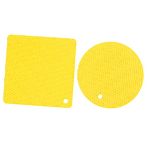 aqxreight 5 PCs 2 Runde 3 Silikonmatten Multipurpose Heiße Pads für Heiße Geschirrtische Grad mit oder Hoher Silikon -Mathemat -Topf Matmultipurpose Padssilicon Topfhalter Matssilicon Matten (Yellow) von aqxreight