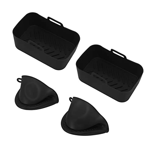 aqxreight DZ201 Foodi 8qt Rechteckige Silikon Frittierkorb Set - 2 Packblau -Nicht Stick Liner für Friteuse (BLACK) von aqxreight