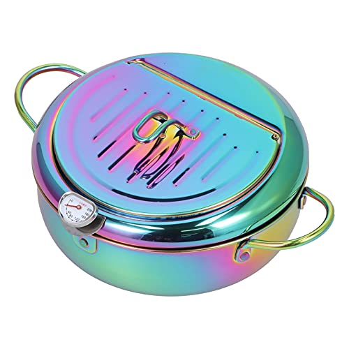 aqxreight Edelstahlbraten mit 3,2 L Non -Stick Fritting Pot Kitchen Kochgeschirrzubehör und Tiefe Geeignete SH Fritting Potfryer Potkitchen Fryerfood Fryerkichenwarecooking Accessoire (BLUE) von aqxreight