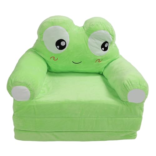 aqxreight Faltbares Kindersofa mit Verspieltem Cartoon -Design Weicher Plüschkomfort für Kinderzimmer oder Spielbereich (Frosch) von aqxreight