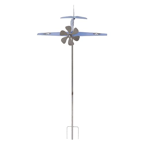aqxreight Flugzeug-Wetterfahne, Edelstahl-Windspiel für den Garten, Blau von aqxreight
