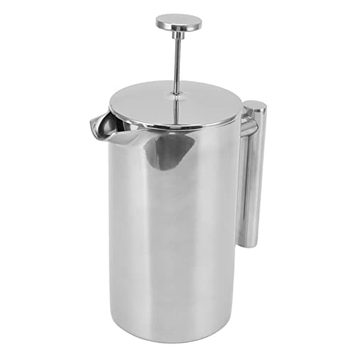 aqxreight Französische Presse Kaffeemaschine Edelstahl Doppelwand Kaffee Tee Presseköpfe mit Filterbildschirm Zum Camping Im Freien und Leicht zu Reinigen (1000 ml) von aqxreight