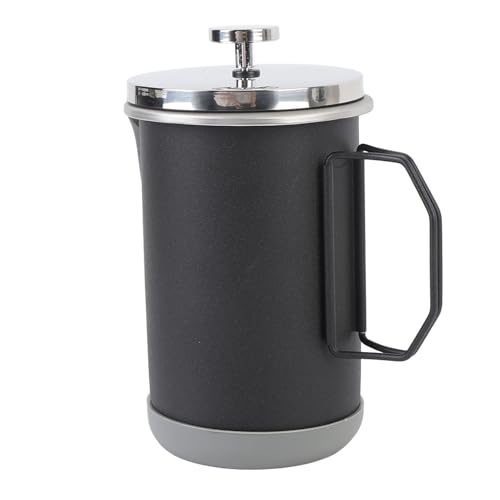 aqxreight Französische Presse Kaffeemaschine French Coffee Press Edelstahl Französisch Press Tragbar 1000 Ml mit Fortschrittlicher Filterdrucktechnologie für Camping -Reisebüro (BLACK) von aqxreight