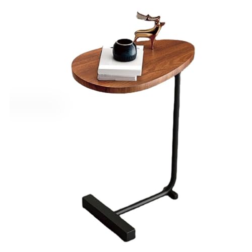 aqxreight Kleiner Beistelltisch Moderner Dunkler Holz Getreide Raumsparende C -Form -Endtisch für Wohnzimmersofa Hoteldesign und Goldrahmen (Flachdesign und schwarzer Rahmen) von aqxreight