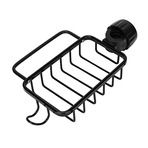 aqxreight Küchenarmatur Lagerregal Wasserhahn Schwammhalter Hängende Abflussregal mit Handtuchregal für Küchenspüle Größe des Aufbewahrungshahnhahnschwammhalters (BLACK) von aqxreight