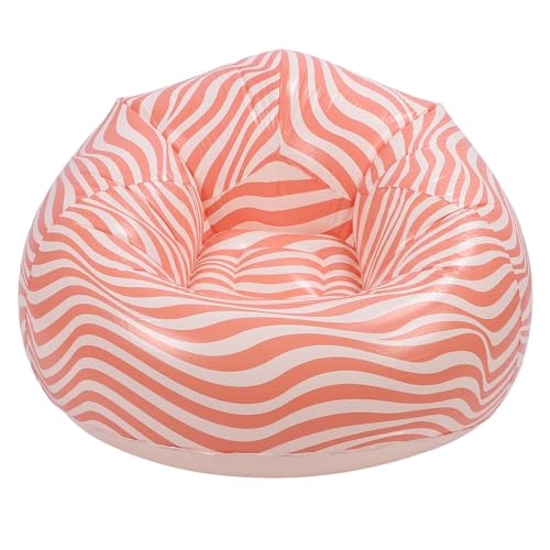 aqxreight Minimalist Blue Strip Blasable Stuhl - Ergonomische PVC -Lounge Couch für die Entspannung Im Innenbereich Im Innenbereich (PINK) von aqxreight