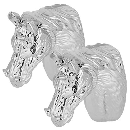 aqxreight Moderne Gold Horse Head Schrankgriff 2 Pack Stilvolle Schubladen Ziehen für Küchengarderobe Möbel (3999 Silberpferd) von aqxreight