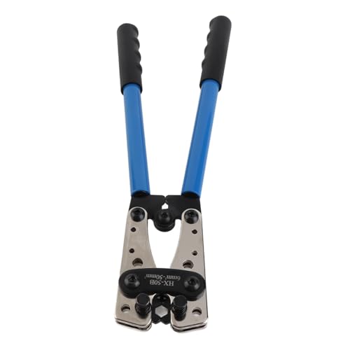 aqxreight Professionelles Hex-Crimper-Werkzeug 6-50-mm-Kabel-Kabel-Crimpierzange mit Gehärteten Kohlenstoffstahlstirmen und Anti-Schlupf-Griffen für Elektrische Anschlüsse von aqxreight