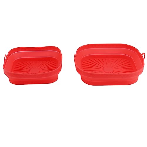 aqxreight Square Silicon Fryer Liner Set - Zusammenklappbarer Backtopf für Fritteusen -Öfen und Mehr (Rot) von aqxreight