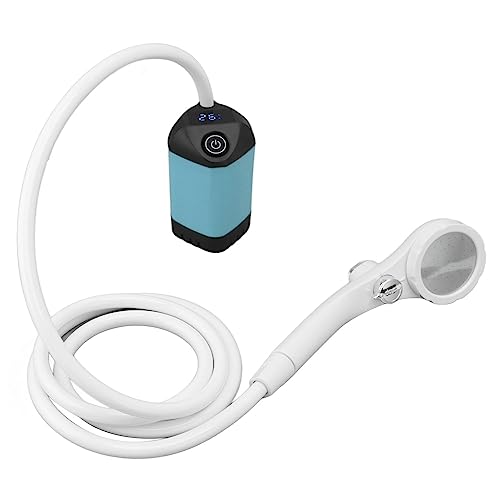 aqxreight Tragbare Elektrische Dusch -Camping -Dusche Dusche Dusche mit Intelligenter Temperatur Display 3 Geschwindigkeit Einstellbarer Wasserfluss 4800 MAh Batterie für (Blue) von aqxreight