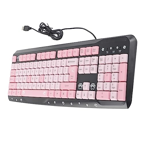 aqxreight USB-Kabel Ultra-dünn Niedlicher Cartoon-Tastatur für Laptop-Computer (schwarz+rosa) von aqxreight