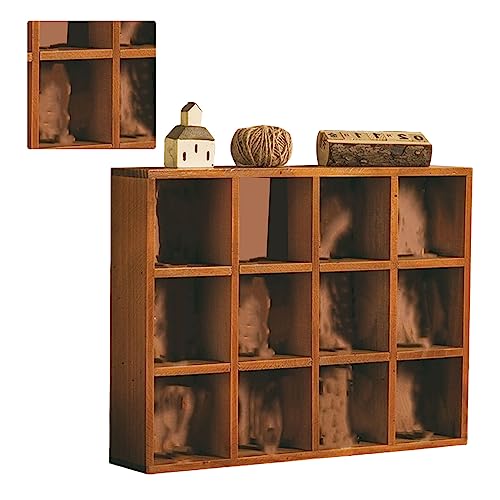aqxreight Vintage -hölzerne Wand Montierte Display -Regale für Sammlerstücke und Figuren zu Hause oder Im Büro (12 Fächer) von aqxreight