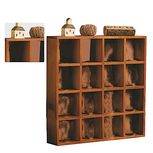 aqxreight Vintage -hölzerne Wand Montierte Display -Regale für Sammlerstücke und Figuren zu Hause oder Im Büro (16 Gitter) von aqxreight