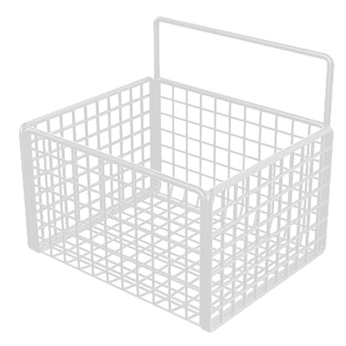 aqxreight Wandmontierte Lagerkorb Draht Hängende Korbschrank Hängende Drahtkorb ohne Bohrkleber Metall Aufbewahrungsorganisator mit 2 Kleber Aufkleber für die Küchenbad Pantry (WHITE) von aqxreight