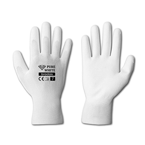 12 Paar Arbeitshandschuhe weiß PU Malerhandschuhe Sicherheitshandschuhe Handschuhe Schutzhandschuhe Gr. 7 von Arbeitsbedarf24