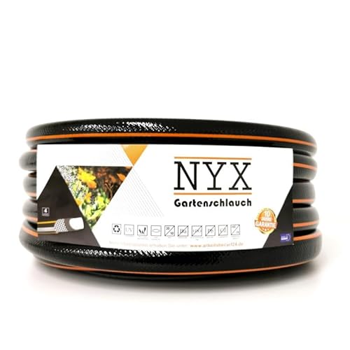 Gartenschlauch 1/2" NYX Premium 10 Jahre Garantie 4 lagig Wasserschlauch Bewässerungsschlauch schwarz/orange (30) von TAMS