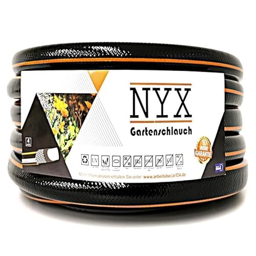 Gartenschlauch 3/4" NYX Premium 10 Jahre Garantie 4 lagig Wasserschlauch Bewässerungsschlauch schwarz/orange (50) von TAMS