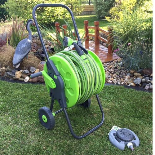 Lime Edition 7 tlg. Schlauchwagen-Set, Gartenschlauch 50m 1/2" von Arbeitsbedarf24