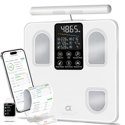 arboleaf Körperfettwaage Personenwaage digital, Körperanalysewaage mit Handsensoren & großes Display Waage mit Körperfett und Muskelmasse, Körperwaage 8-Elektroden mit App 27 Körpermaße arboleaf Körperfettwaage Personenwaage digital, Körperanalysewaage mit Handsensoren & großes Display Waage mit Körperfett und Muskelmasse, Körperwaage 8-Elektroden mit App 27 Körpermaße von arboleaf