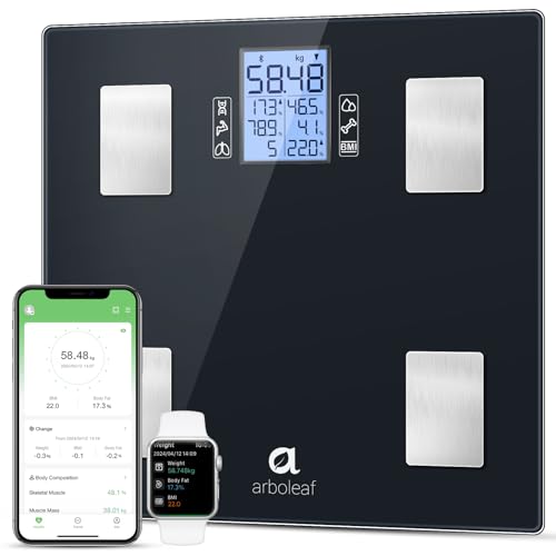 arboleaf Körperfettwaage mit App, Digital Personenwaagen, Körperanalysewaage für Körperfett von arboleaf