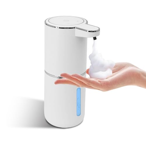 Seifenspender Automatisch, 400ml Schaumseifenspender, Elektrischer seifenspender Mit Sensor, USB-Aufladbarer Elektrischer Handseifenspender Mit 4 Stufen Einstellbar, FüR Badezimmer, Hotel (Weiß) von arcasa