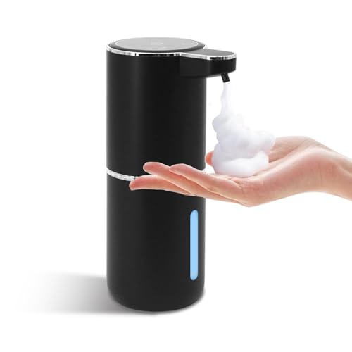 Seifenspender Automatisch, 400ml Schaumseifenspender, Elektrischer seifenspender Mit Sensor, USB-Aufladbarer Elektrischer Handseifenspender Mit 4 Stufen Einstellbar, Für Badezimmer, Hotel (Schwarz) von arcasa