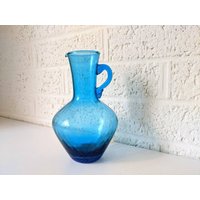Kleine Vintage Blaue Glas Menage Oder Krug Vase von archipel32