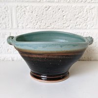 Kleine Vintage Studio Keramik Schale | Signiert Türkis Und Braun von archipel32