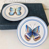 Paar Vintage Schmetterling Untersetzer, Teller Oder Ringschalen | Mww Weltmarkt von archipel32