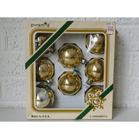 Set Von 8 Vintage Glasornamenten | Weihnachtsbaumschmuck Gold Glas Ornamente von archipel32