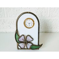 Vintage Bleiglas Buntglas Uhr/Uhrständer Rahmen | Lila Blume von archipel32