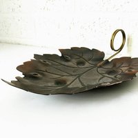 Vintage Coppercraft Gilde Kupferblatt Schale Mit Griff | Blatt Tablett Visitenkartenhalter Konfekt-Teller Fängt Alle Blicke Auf von archipel32