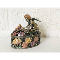 Vintage Elfe Und Schmetterling Pillendose Mit Magnetverschluss | Schmuckkästchen Engel Blumen von archipel32