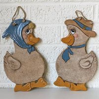 Vintage Paar Keramik Ente Wandbehänge | Herr Und Frau Zwillingsdekor Für Sie Ihn Landenten von archipel32