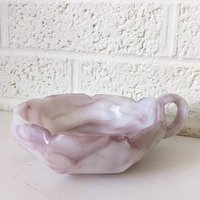 Vintage Violette Schlackeglas Schlackenstopfleuchter | Lila Swirl Milchglas Kerzenhalter, Candy Bowl Oder Trinket Dish von archipel32