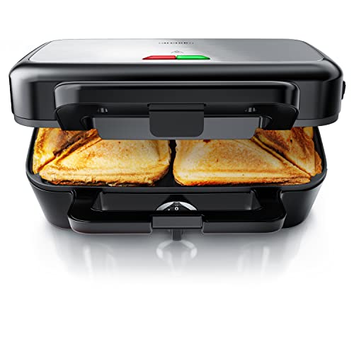 Arendo - Sandwichmaker 1200 W mit Antihaftbeschichtung - mit abnehmbaren Platten - spülmaschinentauglich - BPA frei - Temperaturkontrolle – Sandwich Maker - Sandwichtoaster für große Toasts von Arendo