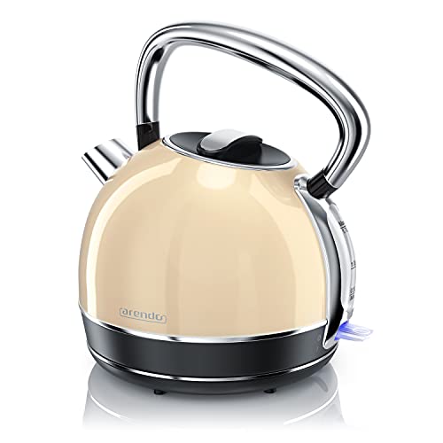 Arendo - Wasserkocher Retro Edelstahl Teekessel im Vintage Style - max. 2200 Watt - austauschbarer Kalkfilter - Füllmenge max. 1.7 Liter - automatische Abschaltung - beige - GS Arendo - Wasserkocher Retro Edelstahl Teekessel im Vintage Style - max. 2200 Watt - austauschbarer Kalkfilter - Füllmenge max. 1.7 Liter - automatische Abschaltung - beige - GS von Arendo