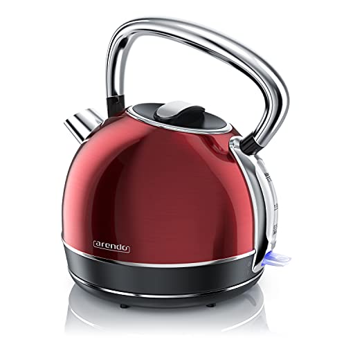 Arendo - Wasserkocher Retro Edelstahl Teekessel im Vintage Style - max. 2200 Watt - austauschbarer Kalkfilter - Füllmenge max. 1.7 Liter - automatische Abschaltung - Rot - GS Arendo - Wasserkocher Retro Edelstahl Teekessel im Vintage Style - max. 2200 Watt - austauschbarer Kalkfilter - Füllmenge max. 1.7 Liter - automatische Abschaltung - Rot - GS von Arendo