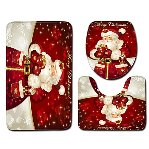Weihnachts-Badezimmerteppich-Set, 3-teilig, Weihnachtsmann-WC-Sitzbezug, waschbar, rutschfeste Matte, Badezimmer-Fußmatte, WC-Sitzbezug, U-förmige Bodenmatte für Weihnachtsdekoration Weihnachts-Badezimmerteppich-Set, 3-teilig, Weihnachtsmann-WC-Sitzbezug, waschbar, rutschfeste Matte, Badezimmer-Fußmatte, WC-Sitzbezug, U-förmige Bodenmatte für Weihnachtsdekoration von ariarly