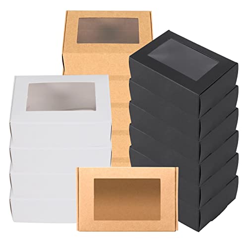 arlote 30 StüCk Mini Kraftpapier Verpackung Box mit, Geschenk Verpackung, Leckerli Box für Seife, Leckereien, BäCkerei, SüßIgkeiten (Schwarz,) von arlote
