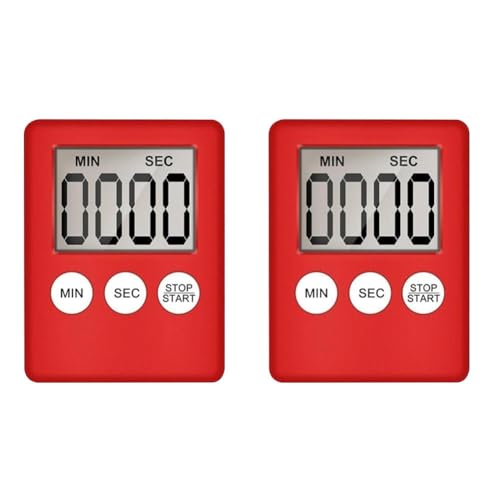 arlote Digitaler Küchentimer, Kurzzeitwecker, Eieruhr, Geeignet für die Arbeit, Sporttimer, Spieltimer, Kochtimer, 2er-Pack, Rot arlote Digitaler Küchentimer, Kurzzeitwecker, Eieruhr, Geeignet für die Arbeit, Sporttimer, Spieltimer, Kochtimer, 2er-Pack, Rot von arlote