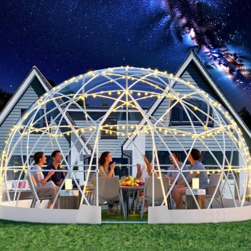 Bubble Tent Dome 12 Fuß, Geodätisches Kuppelzelt Für Den Außenbereich, 360°-Panoramablick, Sternenhimmel-Kugelförmiges Garten-Iglu, Wasserdichtes Transparentes Kuppelzelt, Geeignet Für Gewächshäuser von aromaoveite