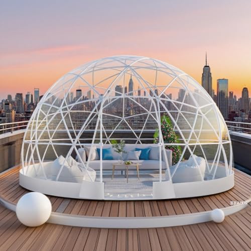 Garten-Iglu, 12 X 7 Fuß Transparentes Outdoor-Kuppelzelt, 360°-Panoramablick,Winddicht,Regendicht Und Sonnendicht,Transparentes Outdoor-Kuppelzelt,Geeignet Für Party-Camping Im Innenhof, Gewächshaus von aromaoveite