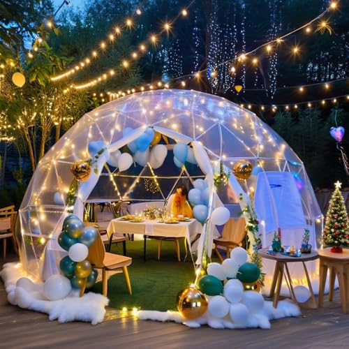 Garten-Iglu-Blasenzelt | 12 Fuß Langes Transparentes Outdoor-Zelt Mit Verbesserter PVC-Klarsichtabdeckung Und Fenstern,360°-Panoramablick,Regenfest Uv-Beständig,Geeignet Für Hinterhof Oder Terrasse von aromaoveite