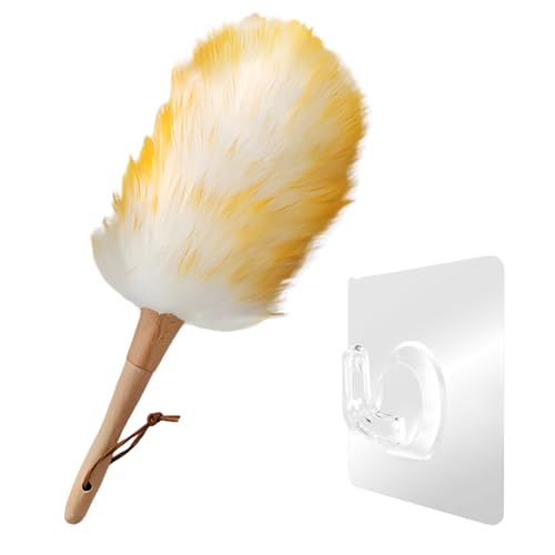 1 Stück Kleiner Staubwischer, Weicher Wollstaubtuch, Holzgriff mit Seil zum Aufhängen, waschbar, Kleiner Handstaubwedel für Wandpflanzen, Schreibtisch, Staubwedel-Werkzeug von arrderly