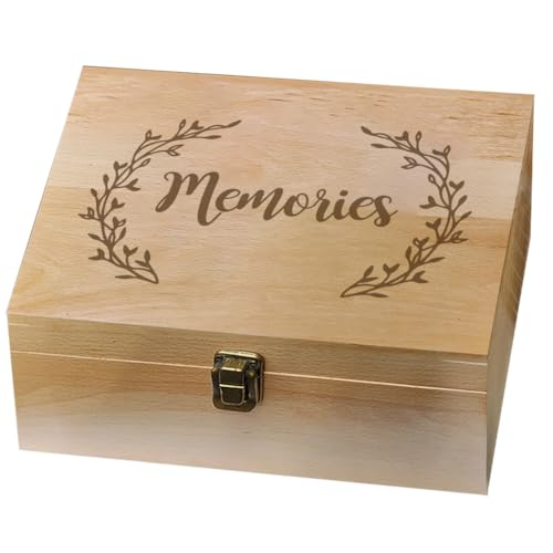 arricraft 1 Stück Erinnerungsbox Aus Holz Erinnerungsbox Mit Schriftmuster Und Klappdeckel Andenkentruhe Zur Aufbewahrung von Souvenirs Bildern Und Buchstaben 9.6x7.6x4cm von arricraft