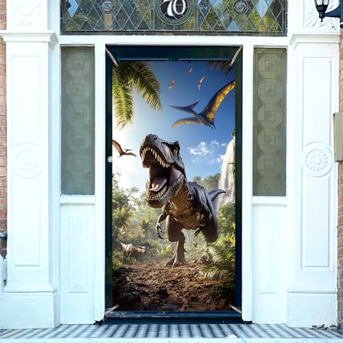 arricraft 1 x Dinosaurier-Themen-Polyester-Türabdeckung, Dinosaurier-Aufladung aus dem Wald, Banner, Tür, Veranda, Schild, Fotografie-Hintergrund für Innen- und Außenbereich, Veranda arricraft 1 x Dinosaurier-Themen-Polyester-Türabdeckung, Dinosaurier-Aufladung aus dem Wald, Banner, Tür, Veranda, Schild, Fotografie-Hintergrund für Innen- und Außenbereich, Veranda von arricraft